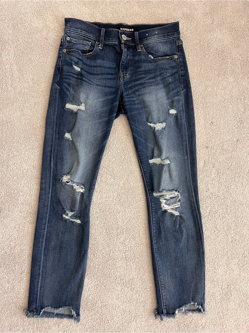 Express Distressed Ripped Raw Hem Jeans Size 4R